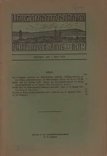 Universitätsbund Göttingen. Mitteilungen, Jg. 13, Heft 2. 