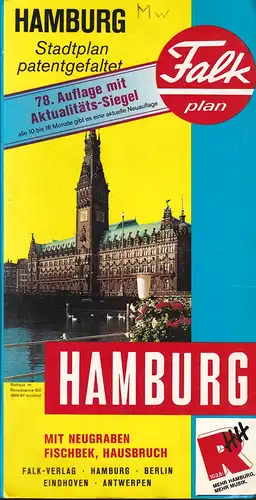 Falk-Plan Hamburg : Stadtplan [No. 105]. 78. Aufl. (Ausgabe 1992/93). Mit Aktualitäts-Siegel. Mit Neugraben, Fischbek, Hausbruch. 