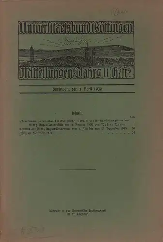 Universitätsbund Göttingen. Mitteilungen, JG. 11, HEFT 2. 