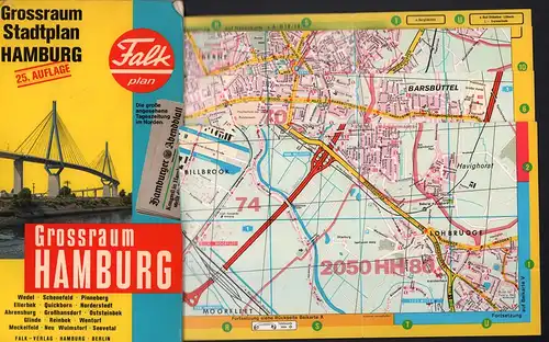 Falk-Plan Hamburg : Großraum Hamburg [No. 102]. 25. Aufl. (Ausgabe 1984). Wedel, Schenefeld, Pinneberg, Ellerbek, Quickborn, Norderstedt, Ahrensburg, Grosshansdorf, Oststeinbek, Glinde, Reinbek, Wentorf, Meckelfeld, Neu Wulmstorf, Seevetal. 