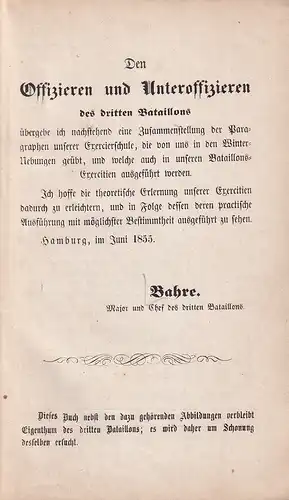 (Bahre, Friedrich Christian Heinrich): (Exercierschule für die Offiziere und Unteroffiziere des 3. Bataillons). 