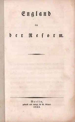 [Buch, Leopold von / Georgi, Johann Gottlieb]: England in der Reform. 