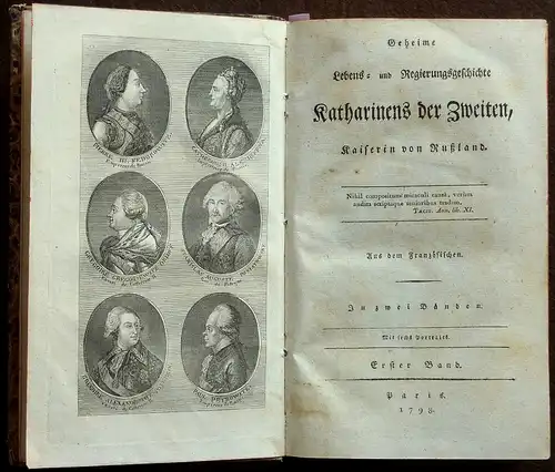 [Castéra, Jean Henri]: Geheime Lebens- und Regierungsgeschichte Katharinens der Zweiten, Kaiserin von Rußland. Aus dem Französischen. In zwei Bänden. Mit sechs Portraits. 2 Bde. in 1 Bd. 