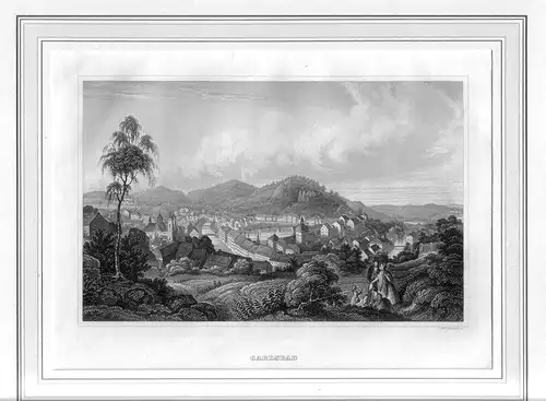 Carlsbad. Stahlstichansicht von G. und B. [Bernhard] Metzeroth, [Karlsbad - Karlovy Vary]