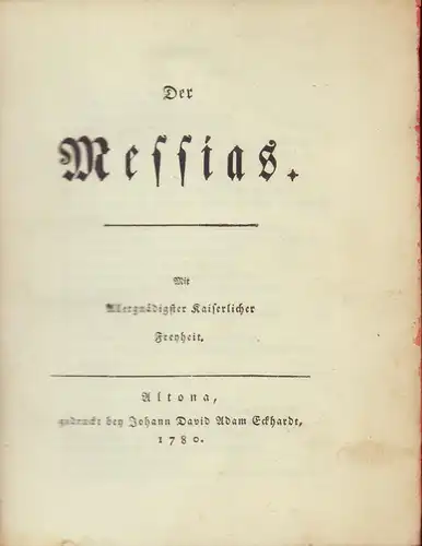 [Klopstock, Friedrich Gottlieb]: Der Messias. 