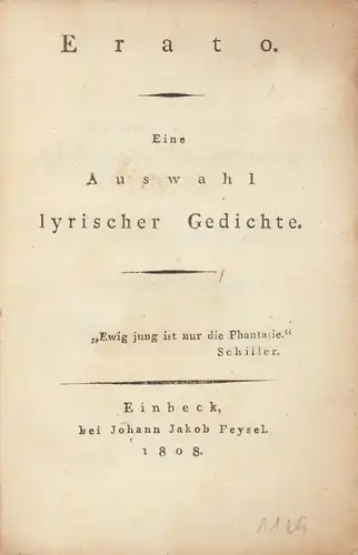 [Petri, Philipp August  (Hrsg.)]: Erato. Eine Auswahl lyrischer Gedichte. 