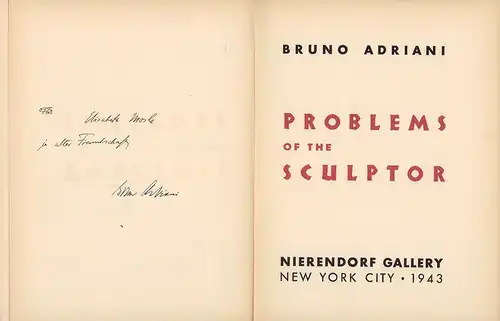 Adriani, Bruno: Problems of the sculptor. 