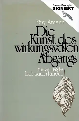 Amann, Jürg: Die Kunst des wirkungsvollen Abgangs. Erzählungen. 