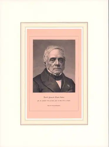 PORTRAIT Daniel Francois Esprit Auber. (1784 Caen - 1871 Paris, Komponist). Schulterstück en face. Holzstich, Auber, Daniel Francois Esprit