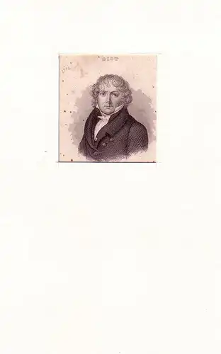 PORTRAIT Jean-Baptiste Biot. (1774 Paris - 1862 ebda., französischer Physiker u. Mathematiker). Schulterstück en face. Stahlstich, Biot, Jean-Baptiste