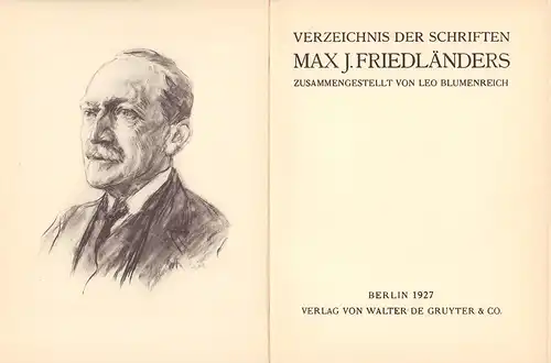 Blumenreich, Leo: Verzeichnis der Schriften Max J. Friedländers. 
