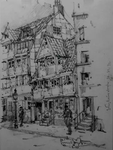 Zeughausstraße. 30. 31. 32. Bleistiftzeichnung, vom Künstler bezeichnet, signiert u. datiert "1. 5. 33.", Bögel, Oscar (1871-1964)