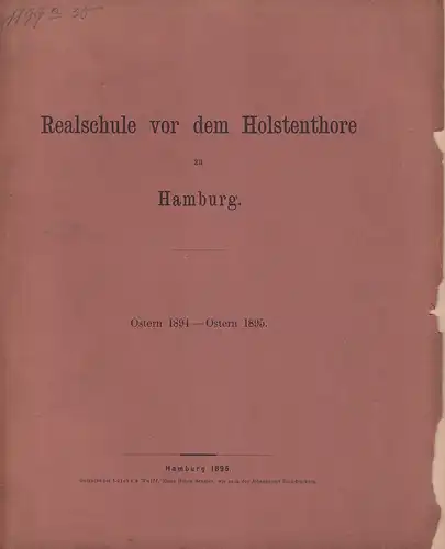 Bohnert, F: Elektostatik. Versuch einer elementaren, auf Experimente gegründeten Darstellung ihrer Hauptlehren. 32 S. IN: Realschule vor dem Holstenthore zu Hamburg. Ostern 1894 - Ostern 1895. 