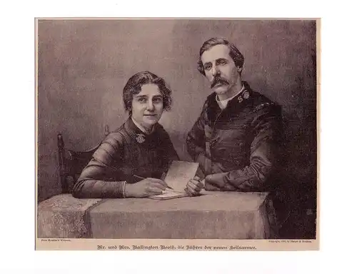 PORTRAIT Mr. und Mrs. Ballington Booth. (1865-1948 / 1857-1940). Doppelporträt, Brustbilder en face. Xylographie, Booth, Maud / Booth, Ballington