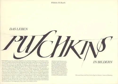 Busch, Wilhelm M: Das Leben Puschkins in Bildern. Mit einem Essay von Nino Erné. 