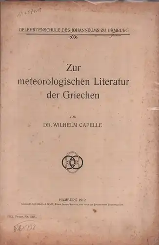 Capelle, Wilhelm: Zur meteorologischen Literatur der Griechen. 