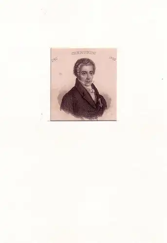 PORTRAIT Luigi Cherubini. (1760 Florenz - 1842 Paris, italienischer Komponist). Schulterstück im Dreiviertelprofil. Stahlstich, Cherubini, Luigi