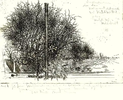 (...) in der kleinen Feldmark bei Rahlbüttel, oder Knick bei Rahlstedt. Radierung, Cords, Jens (1932-2024)