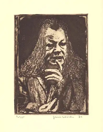 Willy Brandt als Albrecht Dürer. Radierung, Cords, Jens (1932-2024)
