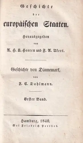 Dahlmann, Friedrich Christoph: Geschichte von Dännemark. 3 Bde. 