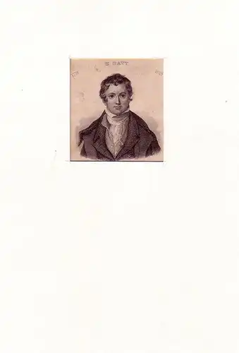PORTRAIT Humphry Davy. (1778 in Penzance, Cornwall - 1829 Genf, britischer Chemiker). Schulterstück en face. Stahlstich, Davy, Humphry