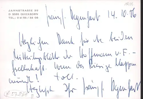 Degenhardt, Franz Josef, dt. Liedermacher, Schriftsteller u. Anwalt (geb. 1931): Eigenh. Postkarte mit U. 