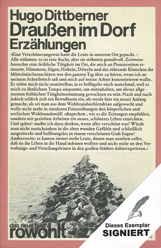 Dittberner, Hugo: Draußen im Dorf. Erzählungen. (Hrsg. von Jürgen Manthey). 