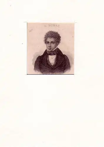 PORTRAIT Alexandre Dumas. (1802 Villers-Cotterêts, Aisne - 1870 Puys, Seine-Maritime; französischer Schriftsteller). Schulterstück im Dreiviertelprofil. Stahlstich, Dumas, Alexandre [d. Ä.]