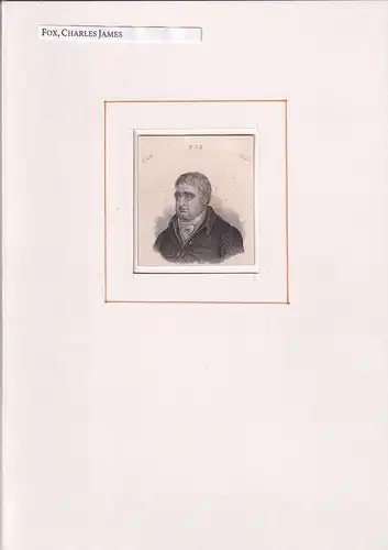 PORTRAIT Charles James Fox. (1749 Westminster - 1806, britischer Staatsmann). Schulterstück im Halbprofil. Stahlstich, Fox, Charles James