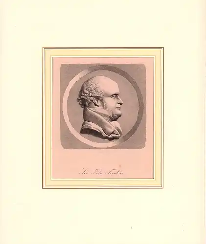 PORTRAIT Sir John Franklin. (1786 Spilsby - 1847 vor der King-William-Insel in der kanadischen Arktis, Konteradmiral, Polarforscher). Kopfbild en profil. Stahlstich von Wegner, Franklin, John