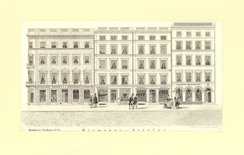 Hermanns-Straße. Federlithographie, Fuchs, Charles