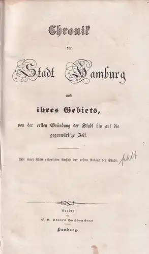 Gallois, (Johann Gustav): Chronik der Stadt Hamburg und ihres Gebiets, von der ersten Gründung der Stadt bis auf die gegenwärtige Zeit. BAND 4 (von 4...