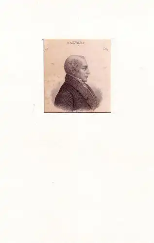 PORTRAIT Luigi Galvani. (1737 Bologna - 1789 ebda., italienischer Mediziner). Schulterstück im Dreiviertelprofil. Stahlstich, Galvani, Luigi