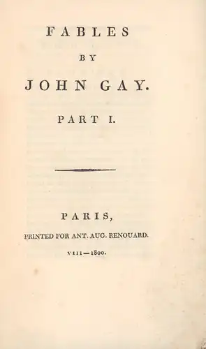 Gay, John: Fables. 2 parts (in 1 vol.). 