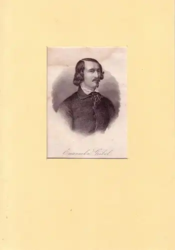 PORTRAIT Emanuel Geibel. (1815 Lübeck - 1884 ebda., Dichter). Brustbild im Dreiviertelprofil. Stahlstich, Geibel, [Franz] Emanuel [August]