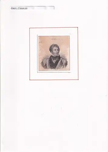 PORTRAIT Charles Grey. (1764 Fallodon bei Alnwick, Northumberland - 1845 Howick, britischer Politiker u. Staatsmann). Schulterstück im Dreiviertelprofil. Stahlstich, Grey, Charles