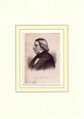 PORTRAIT Karl Gutzkow. (1811 Berlin - 1878 Sachsenhausen, Schriftsteller und Journalist). Schulterstück en profil. Stahlstich von M. Lämmel, Gutzkow, Karl Ferdinand