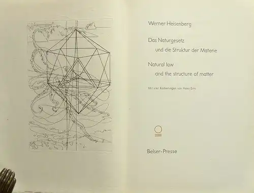 Heisenberg, Werner: Das Naturgesetz und die Struktur der Materie. Natural law and the structure of matter. Mit vier Radierungen von Hans Erni. (Hrsg. von Jean Gebser). 