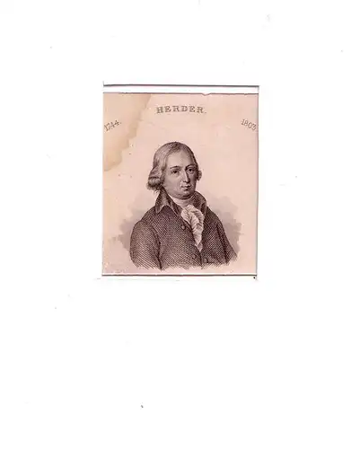 PORTRAIT Johann Gottfried Herder. (1744 Mohrungen - 1803 Weimar, deutscher Dichter, Übersetzer, Theologe). Brustbild en face. Stahlstich, Herder, Johann Gottfried