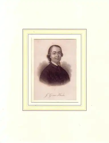 PORTRAIT Johann Gottfried Herder. (1744 Mohrungen - 1803 Weimar, Dichter, Übersetzer, Theologe). Brustbild im Dreiviertelprofil. Stahlstich, Herder, Johann Gottfried