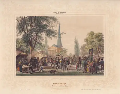 Wandsbeck. Besitz der Landesherrschaft. Lithographie von  Ad. Hornemann, Heuer, Wilhelm