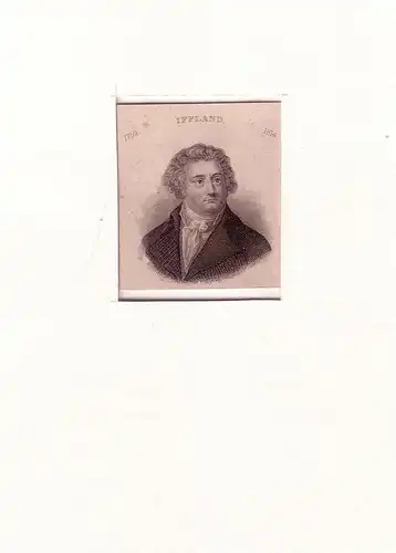 PORTRAIT Iffland. (1759 Hannover - 1814 Berlin, deutscher Schauspieler, Intendant, Dramatiker), Schulterstück im Dreiviertelprofil. Stahlstich, Iffland, August Wilhelm