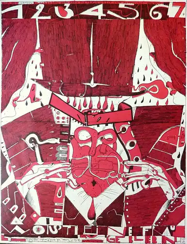 1 2 3 4 5 6 7, wo ist meine Frau geblieben?. Plakat in Strichätzung, Janssen, Horst