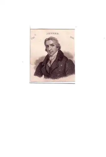 PORTRAIT Edward Jenner. (1749 Berkeley, Gloucestershire - 1823 ebenda, britischer Arzt). Schulterstück im Dreiviertelprofil. Stahlstich, Jenner, Edward