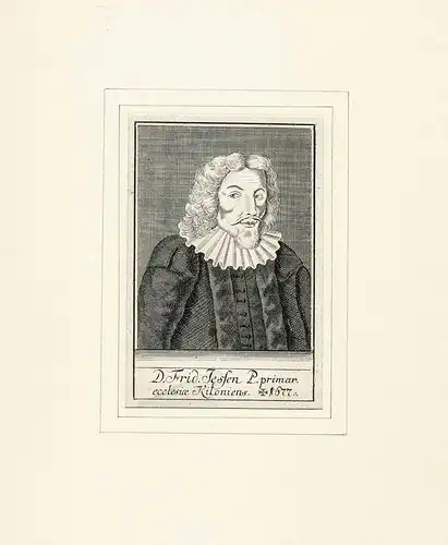 PORTRAIT D. Frid. Jessen. (1613 Husum - 1677 Kiel, Theologe). Brustbild im Dreiviertelprofil. Kupferstich, Jessen, Friedrich