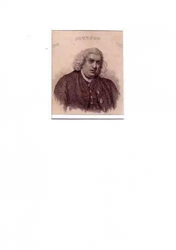 PORTRAIT Samuel Johnson. (1709 Lichfield - 1784 London; britischer Gelehrter u. Schriftsteller). Schulterstück im Halbprofil. Stahlstich, Johnson, Samuel