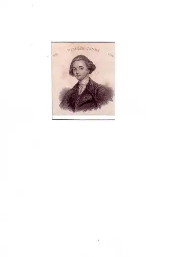 PORTRAIT William Jones. (1746 London - 1794 Kalkutta; britischer Philologe u. Jurist). Schulterstück im Halbprofil. Stahlstich, Jones, William