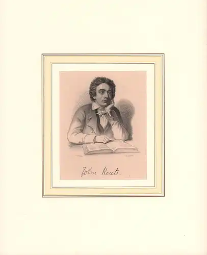 PORTRAIT John Keats. Stahlstich. Brustbild im Dreiviertelprofil, mit faksimilierter Unterschrift. Gestochen von G. J. Anderton nach J. Severn, Keats, John