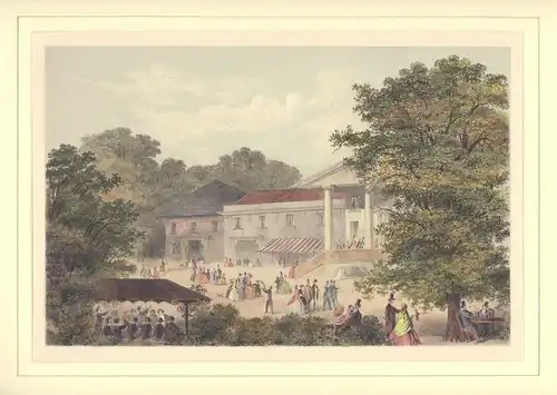 Rainvilleterrasse (Altonaer Balkon). Getönte Kreidelithographie, handkoloriert, Kirby, F. W. [William Forsell]