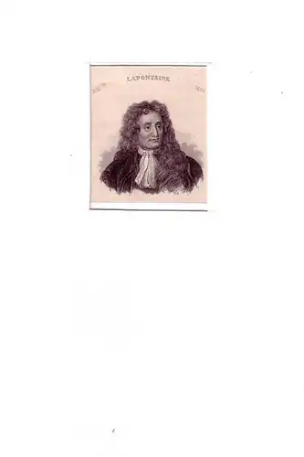 PORTRAIT Jean de La Fontaine. (1621 Château-Thierry (Aisne) - 1695 Paris, französischer Schriftsteller). Schulterstück im Dreiviertelprofil. Stahlstich, La Fontaine, Jean de